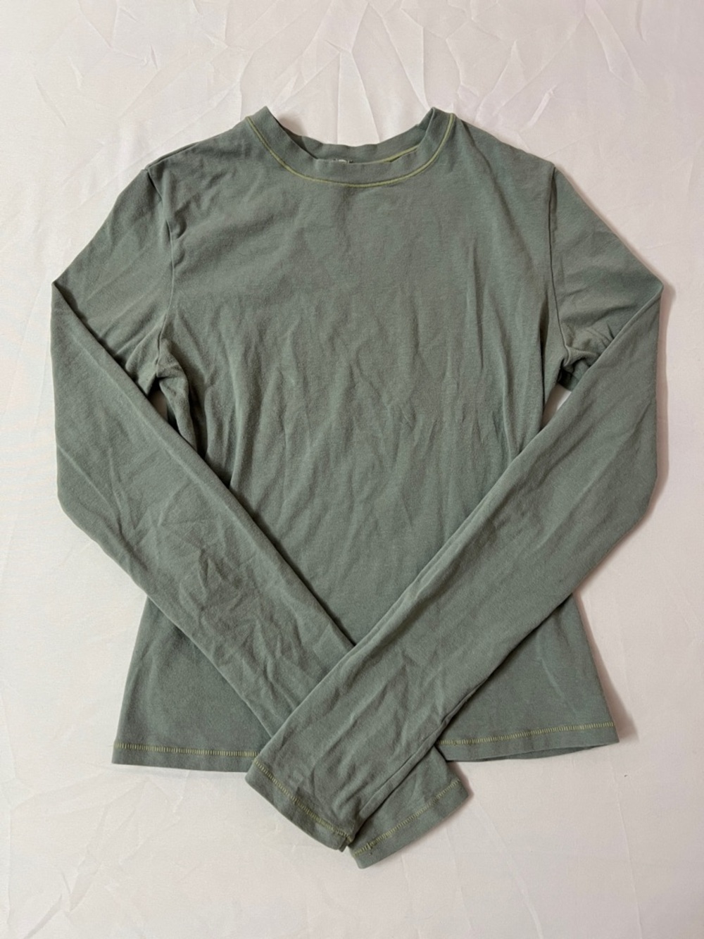 SKIMS Cotton Jersey Crew Neck Long Sleeve Top T-shirt Green Mineral